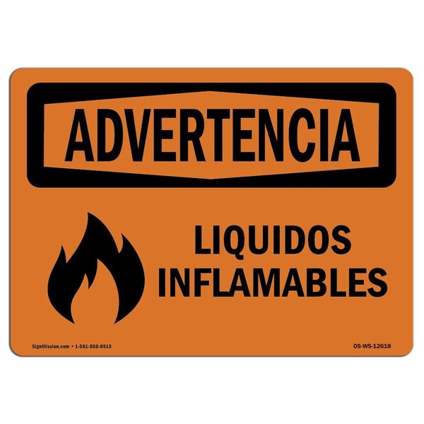 Signmission Safety Sign, OSHA WARNING, 5" Height, 7" Width, Flammable Liquids Spanish, Landscape OS-WS-D-57-L-12618